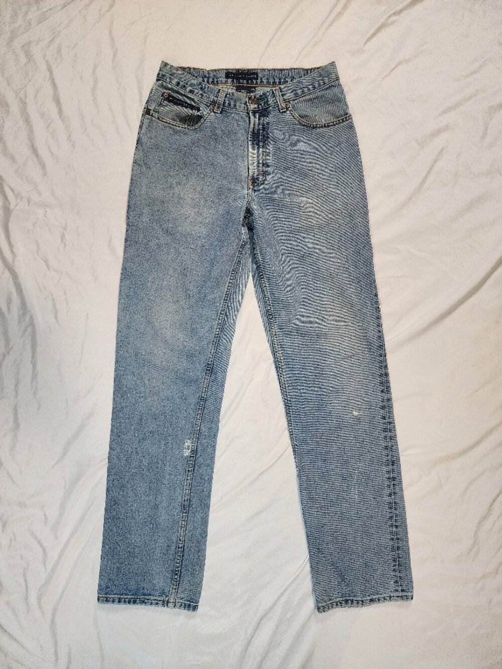 Vintage Tommy Hilfiger Jeans Mens 32x34 Light Wash Straight Leg Y2K Denim